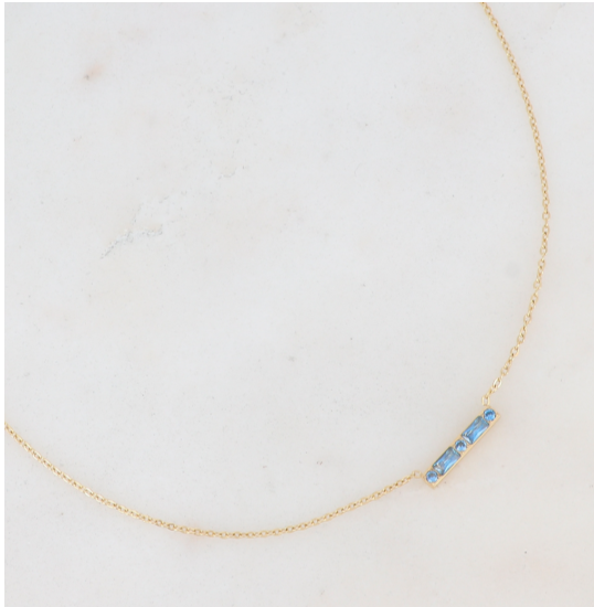 Collier strass bleu rectangulaire féminin HONORE