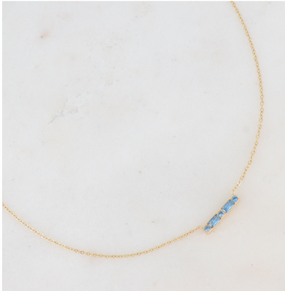 Collier strass bleu rectangulaire féminin HONORE