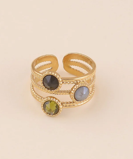 Bague 3 anneaux, ornée de 3 cristaux de Swarovski® DANAE