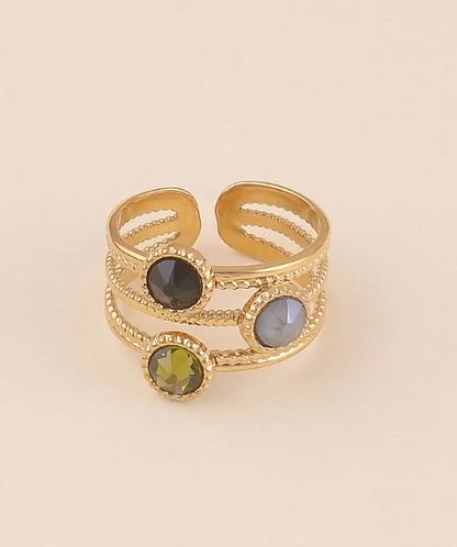 Bague 3 anneaux, ornée de 3 cristaux de Swarovski® DANAE