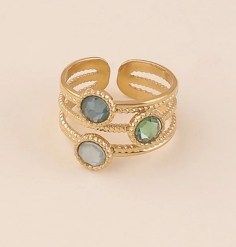 Bague 3 anneaux, ornée de 3 cristaux de Swarovski® DANAE