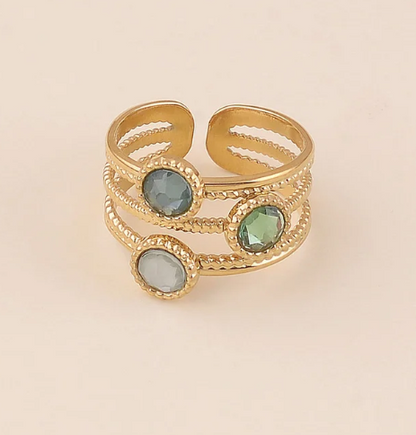 Bague 3 anneaux, ornée de 3 cristaux de Swarovski® DANAE