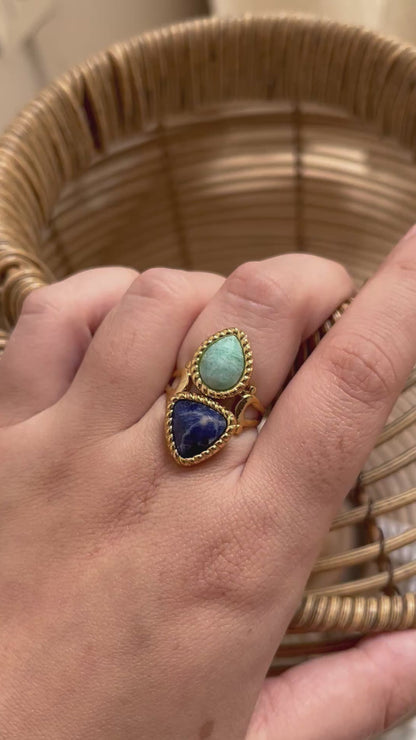 Bague double en pierres naturelles MAYARI