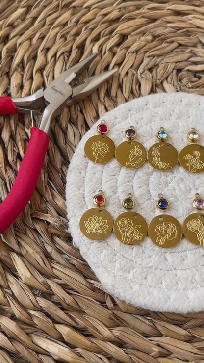 Collier FLEUR + PIERRE de naissance personnalisé