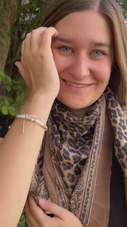 Foulard marron léopard LEONIE