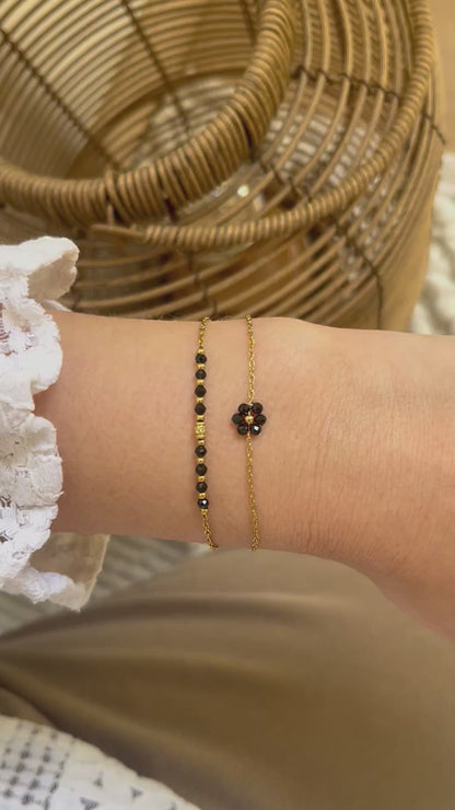 Bracelet double pierres naturelles fleur FLORA