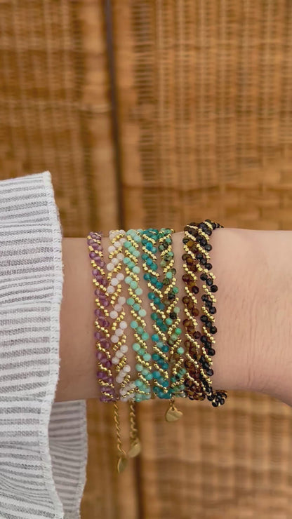 Bracelet tressé pierres naturelles RIO