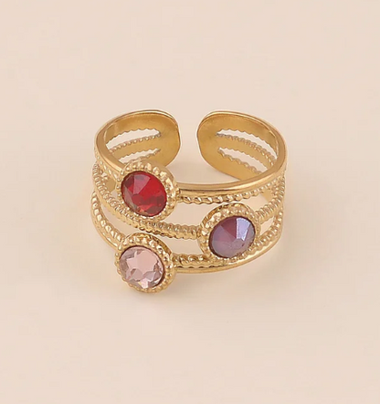 Bague 3 anneaux, ornée de 3 cristaux de Swarovski® DANAE